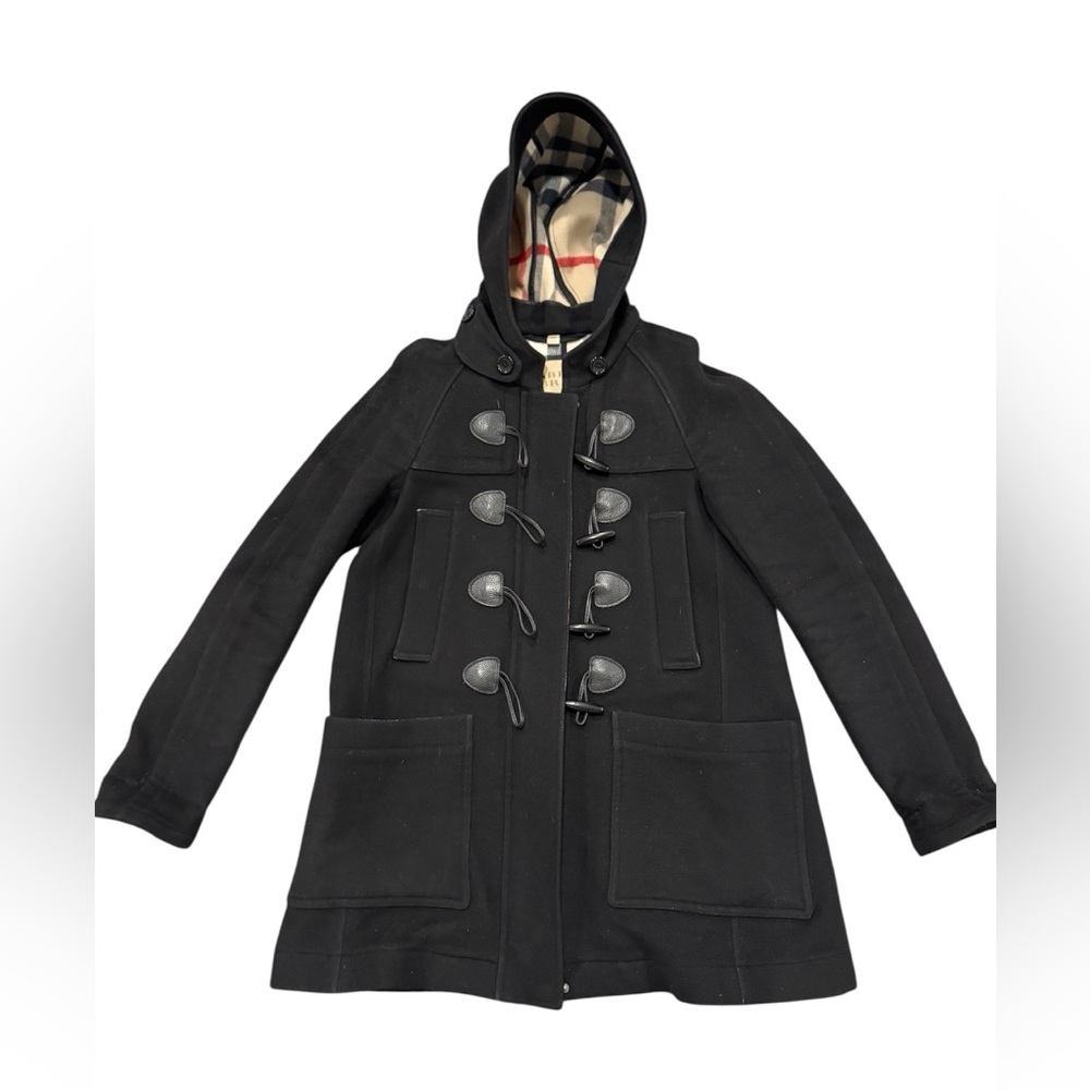 Burberry Brit Plaid Coat with Red and Blue Accents